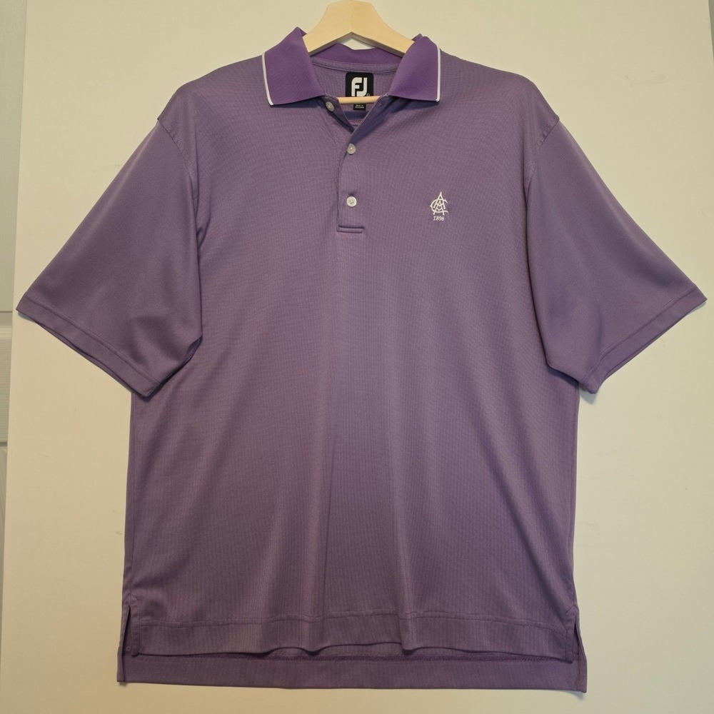 FootJoy Atlantic City Country Club Logo Textured Golf Polo Shirt Purple Large